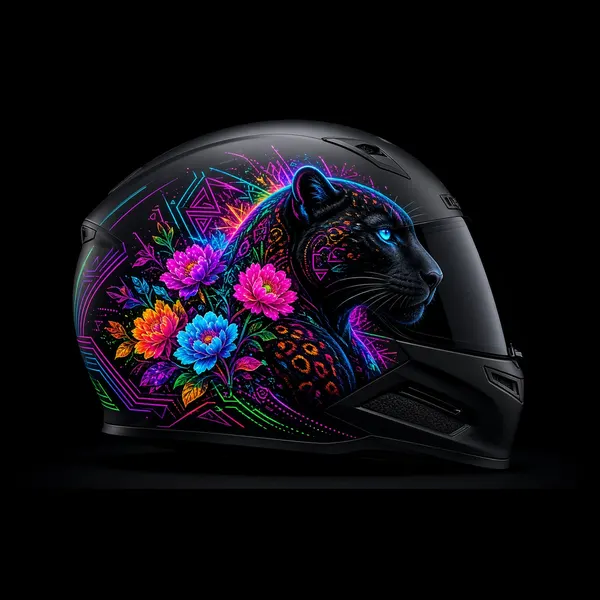 Neon Panther: helmet wrap design
