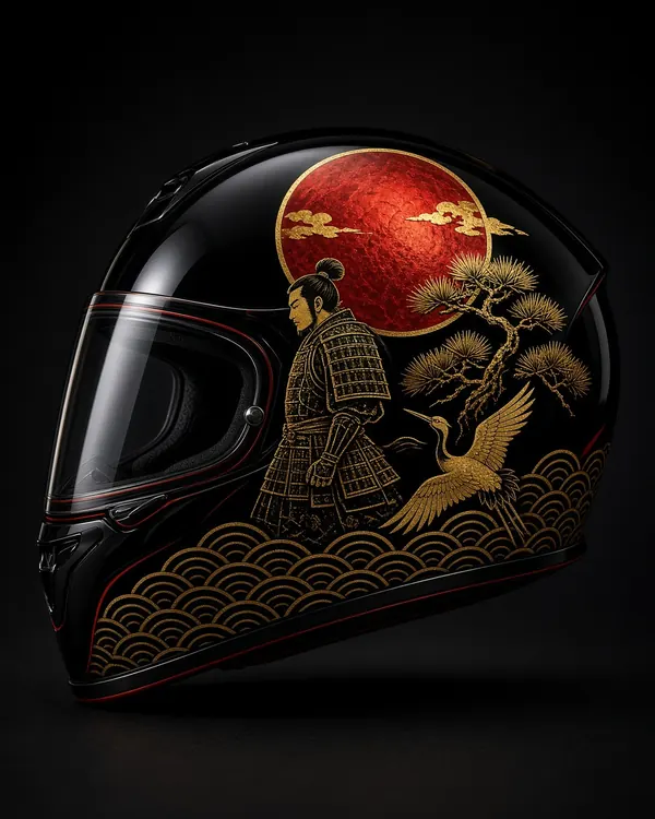 Gold Crane: samurai helmet wrap design
