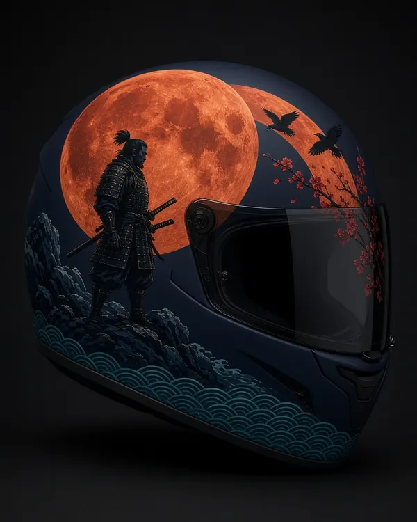 Blood Moon Ronin: samurai helmet wrap design