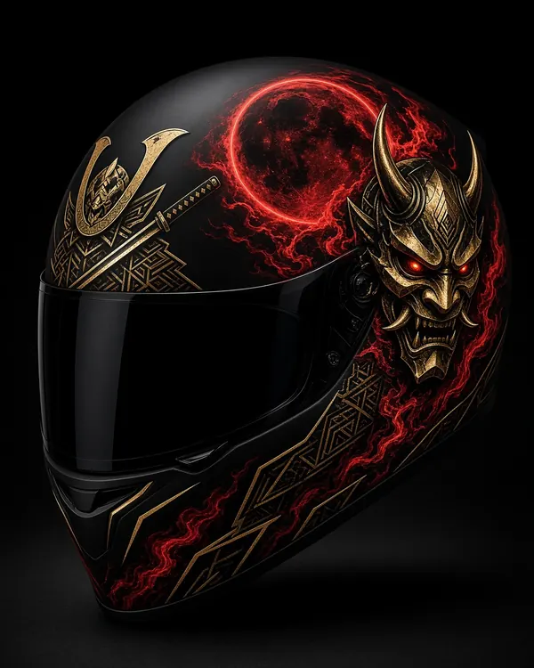 Oni Gold: samurai helmet wrap design